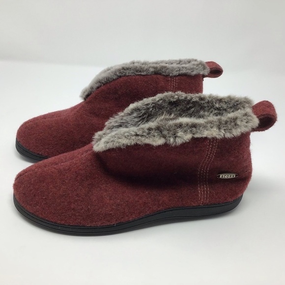 Acorn Faux Fur Chinchilla Booties Slippers with Indoor/Outdoor Sole - Picture 5 of 8